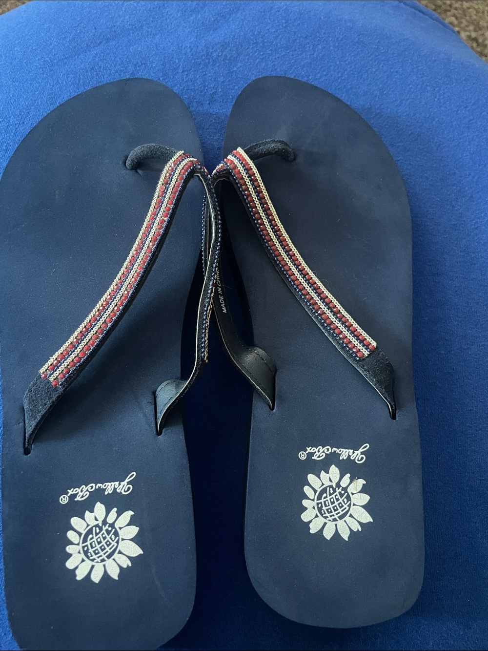 Yellow box Women's Navy Flip Flop Sandals